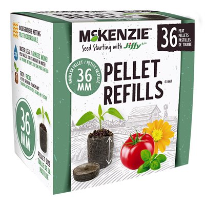 MCKENZIE WITH JIFFY-7 PEAT PELLET REFILL 36 (36 MM) (24 / CASE